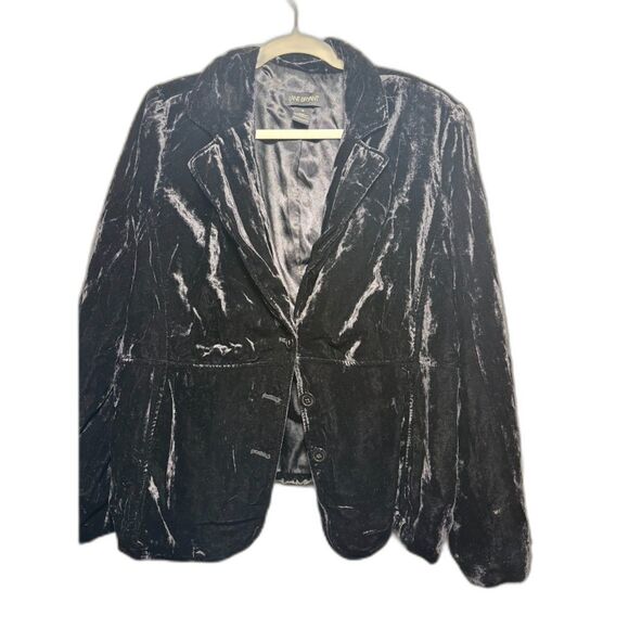 Lane Bryant Crushed Velvet 3 Button Blazer Jacket Black 18 Holiday Goth Witchy - Picture 1 of 2